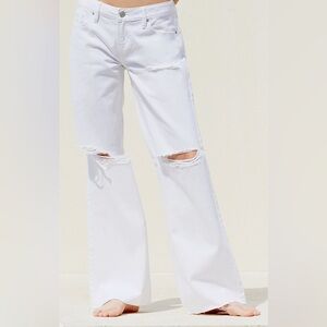 Pacsun White Low Rise Wide Leg Jeans Size 23